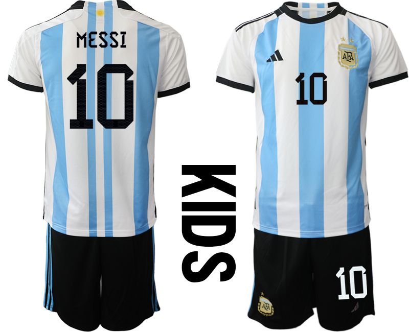 Cheap Youth 2022 World Cup National Team Argentina home white 10 Soccer Jerseys